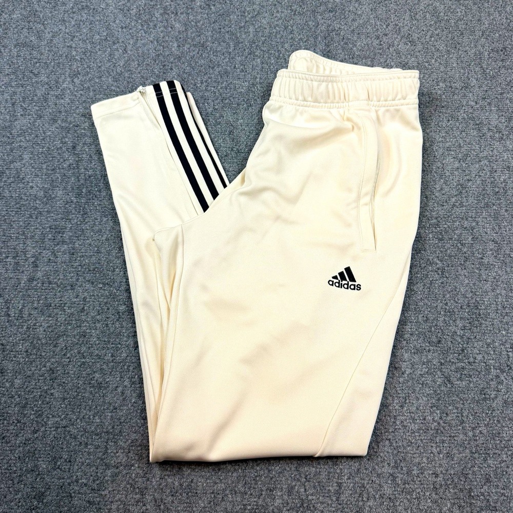 adidas Aeroready 3-Stripe Track Pants White Black Zip Pocket Mens Size M
